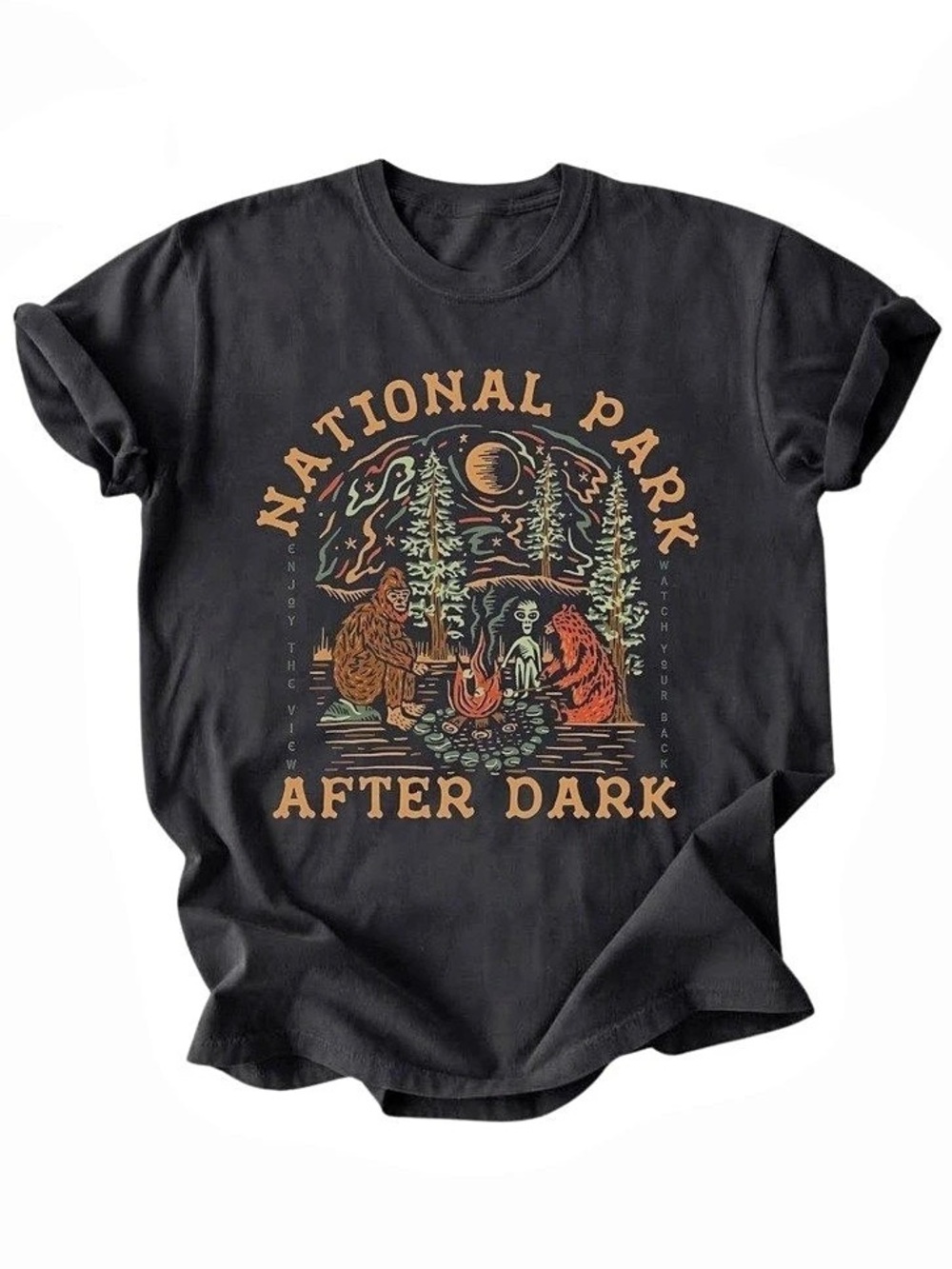 Spooky Halloween Bats Stars Orange Graphic Striped Art Gildan T-Shirt
